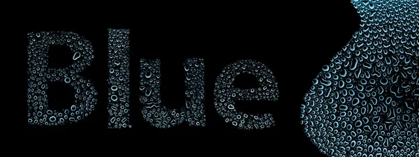 Niebieski z wody spada, tło na czarny — Zdjęcie stockowe