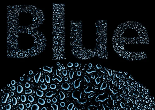 Bleu fait de gouttes d'eau, fond noir — Photo