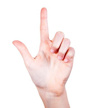 el ile üzerine beyaz izole parmak