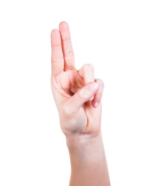 iki parmağınızla izole beyaz kadın eli