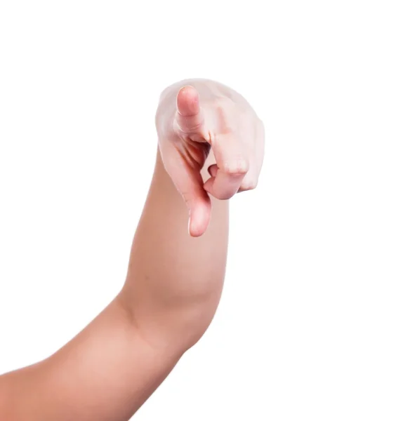 Female hand with finger isolated on white — Stock Photo, Image