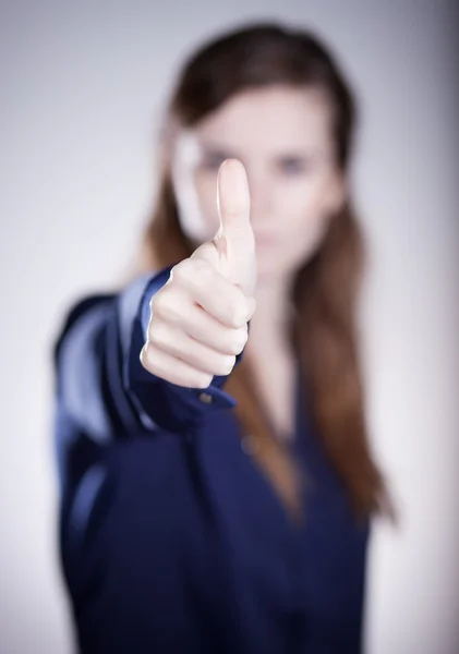 Woman's hand, thumbs up finger — Stock Photo, Image