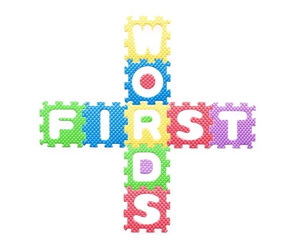 Colored letters, children's First words — Stock Photo, Image