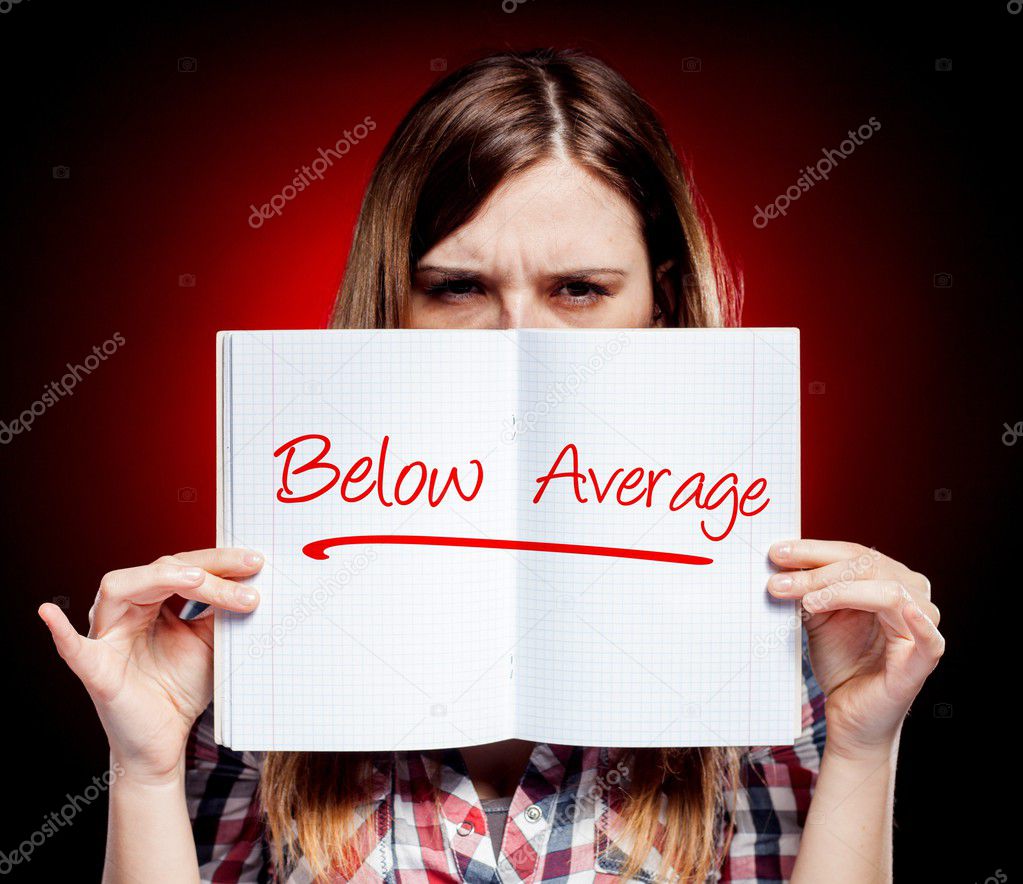 Evaluation below average, angry woman