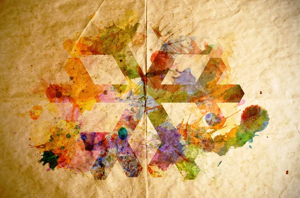 Watercolor snowflake, old paper background — Stock Photo, Image