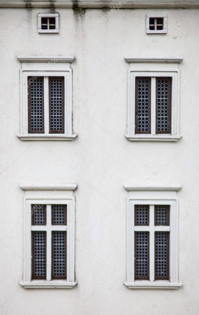 Wall of building facade and windows