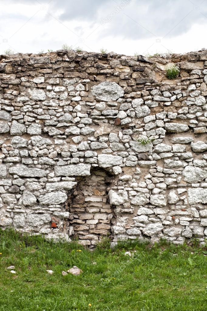 Medieval stone castle wall, background