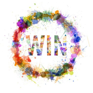 Win concept, watercolor splashes as a sign clipart