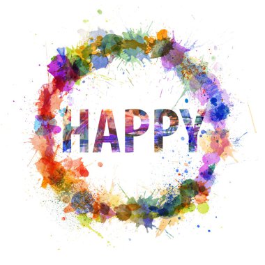 mutlu kavramı, suluboya bir işareti olarak sıçramalarına.