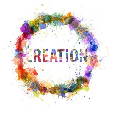 yaratma kavramı, suluboya bir işareti olarak sıçramalarına.