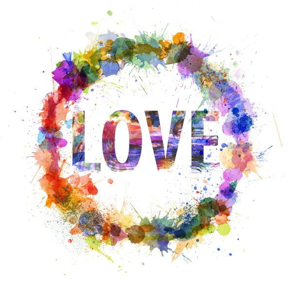 Love concept, watercolor splashes as a sign — Stock Photo, Image