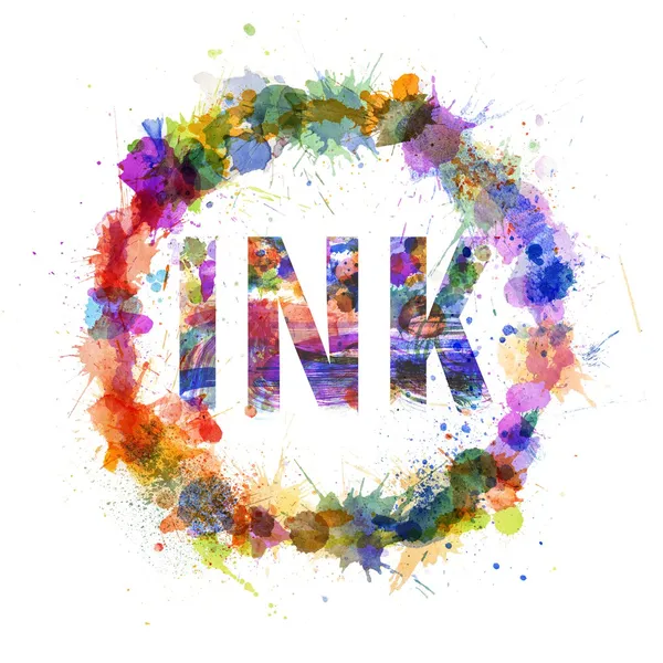 Inkt concept, aquarel spatten als een teken — Stockfoto