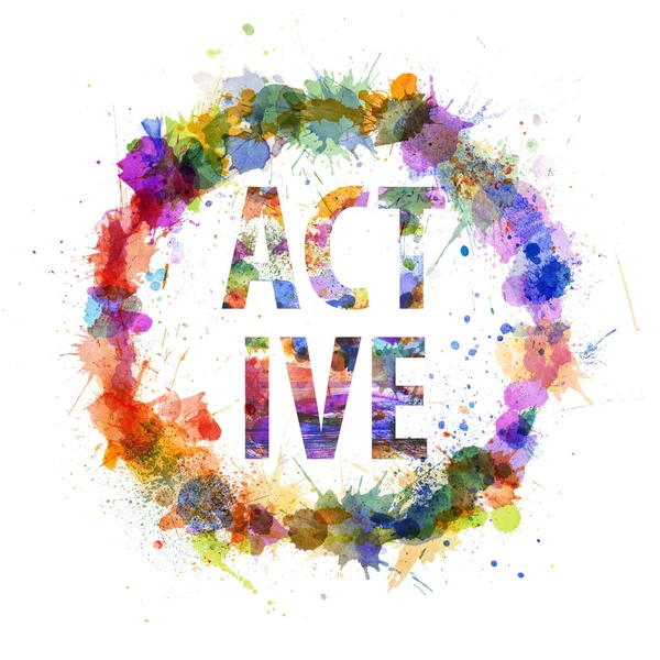 Active concept, watercolor splashes as a sign — Stock Photo, Image