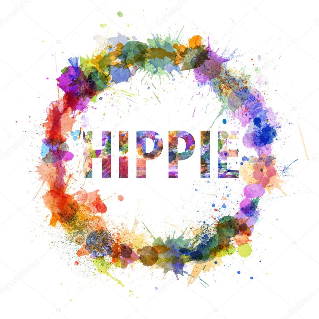 Hippie concept, watercolor splashes as a sign