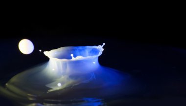 süt sıçrama, damla ve kabarcıklar uçan