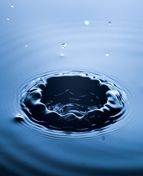 Water splash close up with drops, fresh liquid