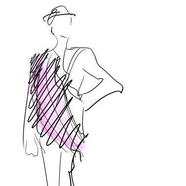 kavram kadınlar, moda el kroki çizimi