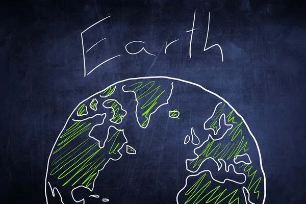 Concepto mundo globo boceto en pizarra, ecología — Foto de Stock