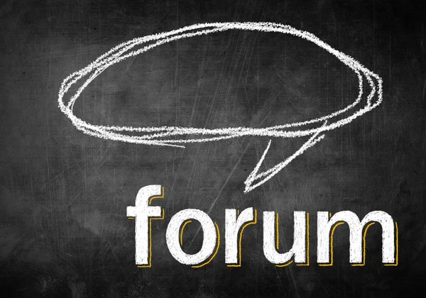 Forum and empty speech bubble on board, concept sketch — Stock Photo, Image