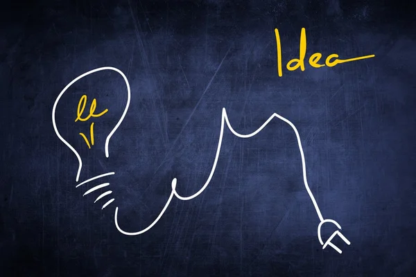 Idea sketch concept with light bulb, sign — Stock Photo, Image