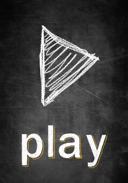 Play symbol on chalk board conceptual sketch — Stock Photo, Image