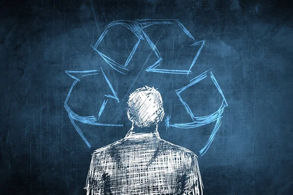 Sketch conceito de empresário eco, símbolo de reciclagem — Fotografia de Stock