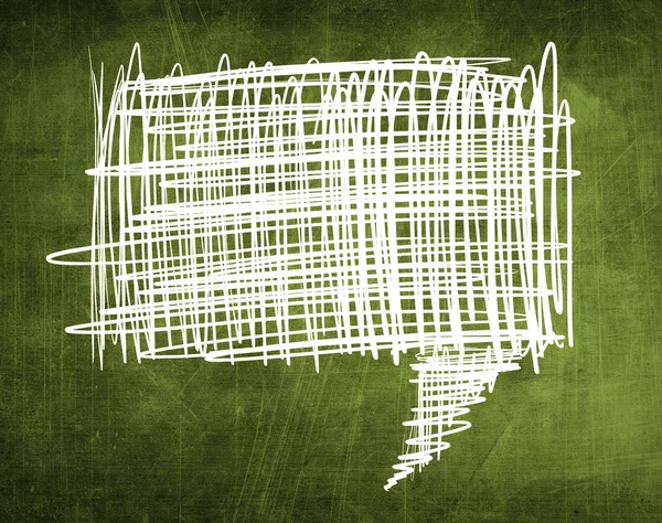 Yeşil yazı tahtası üzerinde konuşma balonu kroki — Stok fotoğraf