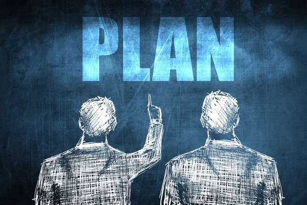 Two successful businessman showing plan, business concept — Stock Photo, Image