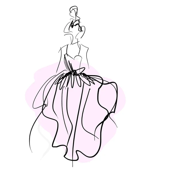 Концепция невесты в свадебном платье, модный эскиз — стоковое фото