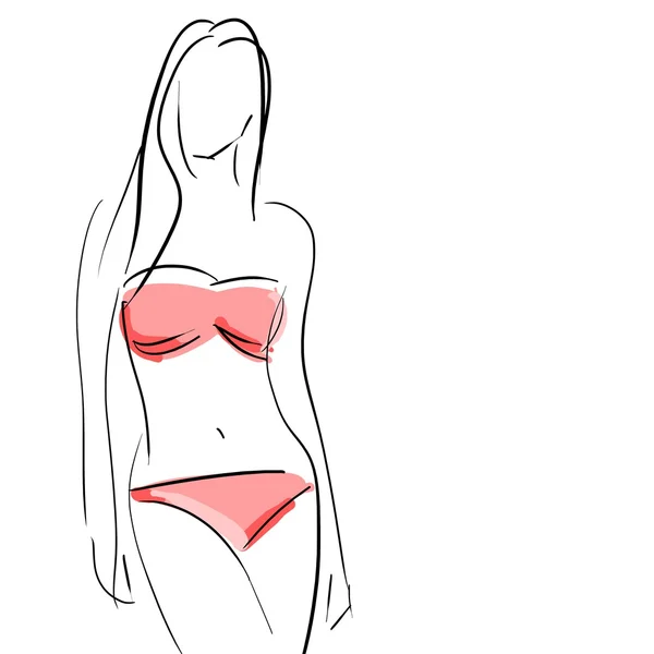 Conceptual women in bikini, fashion handwriting sketch — Stock Photo, Image