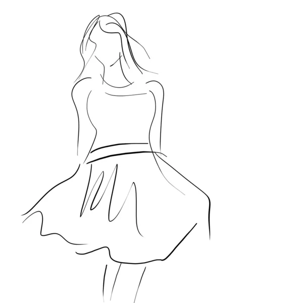 Concepto de las mujeres en el vestido, dibujo a mano de la moda boceto —  Fotos de Stock