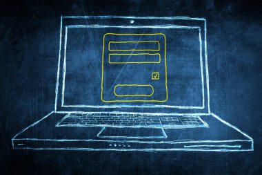 giriş kutusu formu ile netbook bilgisayar ekran konsepti Eskiz