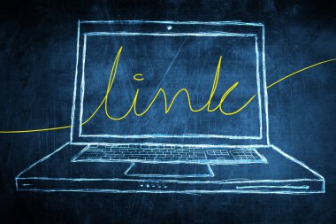 netbook bilgisayar ekranı Internet kavramı link kelime ile kroki