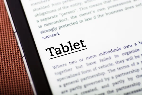 Tableta en touchpad, concepto del ebook — Foto de Stock