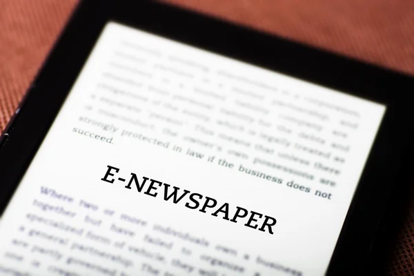 E-newspaper on ebook, tablet concept — Stock Photo, Image