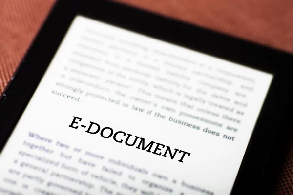 E-document on ebook, tablet concept — Stock Photo, Image