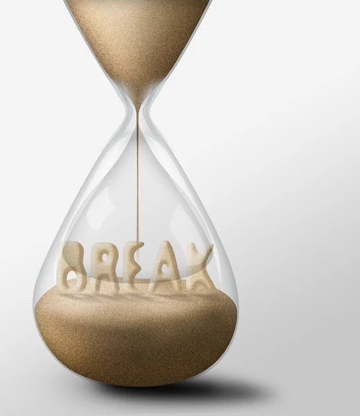 Hourglass with Break. concept of expectations and leisure — Stock Photo, Image