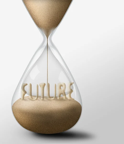 Hourglass with Future. concept of passing time and expectations — Stock Photo, Image