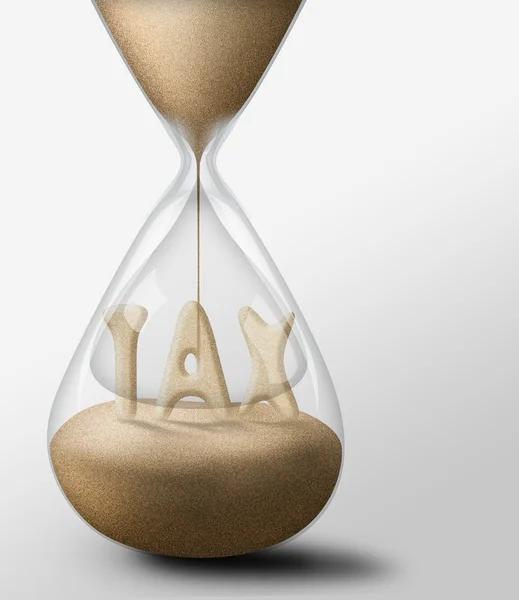 Hourglass with Tax. concept of expectations business — Stock Photo, Image