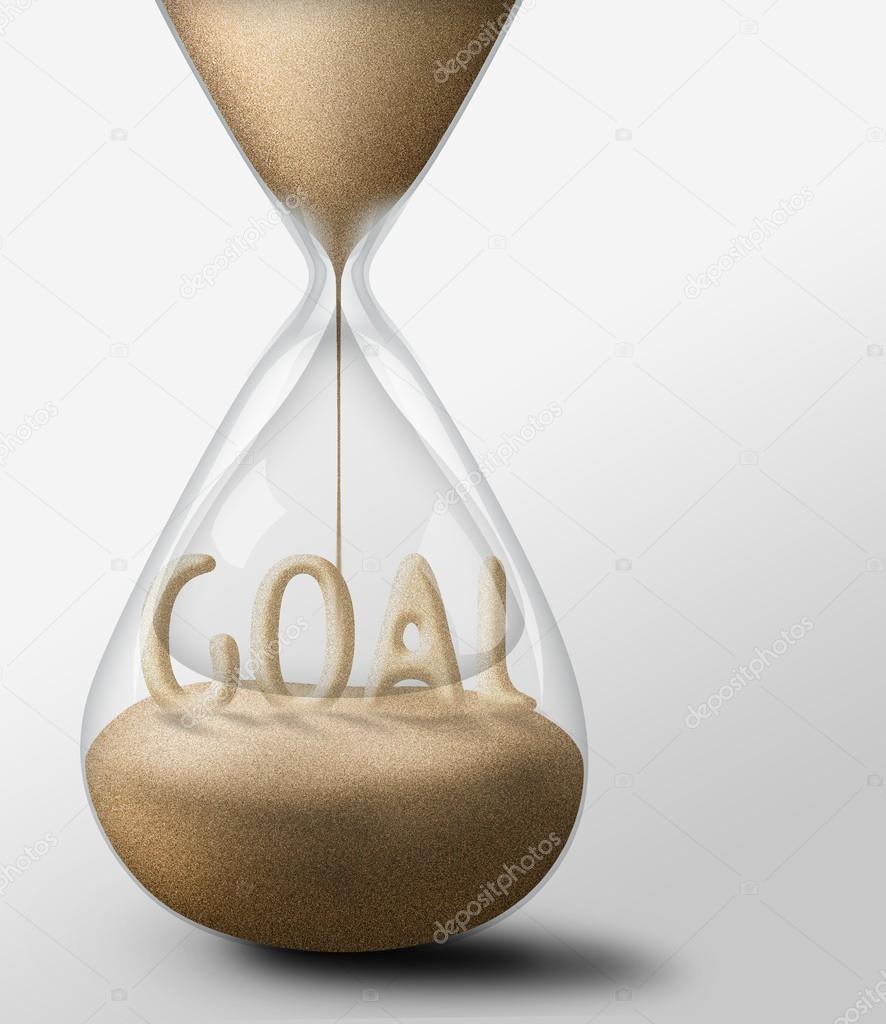 Hourglass with Goal. concept of expectations business