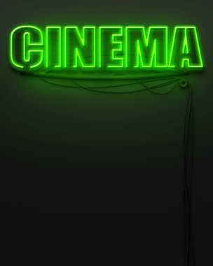 parlak neon tabela ile word sinema, boşaltmak