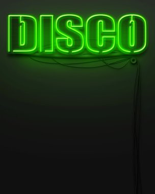 parlak neon tabela ile word disco, boşaltmak