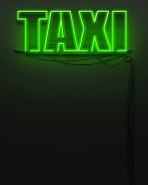 parlak neon tabela ile word taksi, boşaltmak