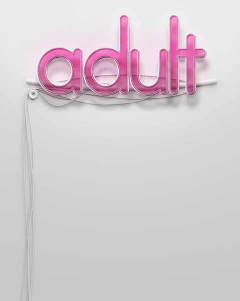 Placa de néon brilhante com palavra adulta, copyspace — Fotografia de Stock