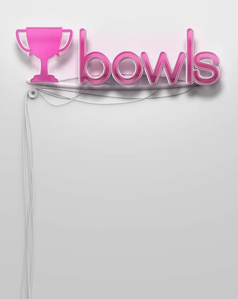 Светящаяся неоновая вывеска со словом "Bowls", копирайт — стоковое фото