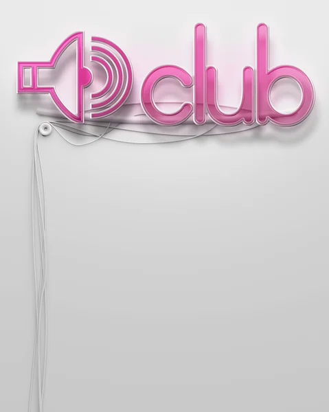Λαμπερό νέον πινακίδα με την λέξη club, copyspace — Φωτογραφία Αρχείου