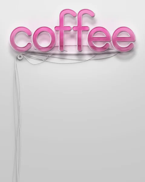 Cartello fluorescente al neon con parola caffè, copyspace — Foto Stock