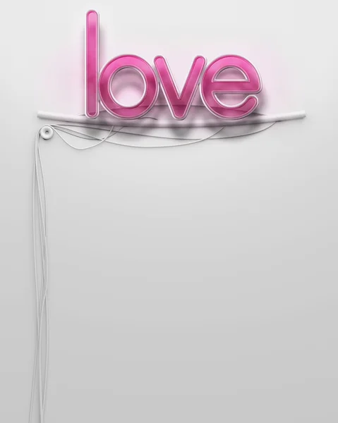 Glowing neon signboard with Love word, copyspace — Stock Photo, Image