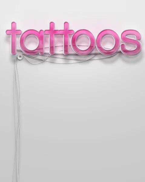 Insegna al neon incandescente con la parola Tatuaggi, copyspace — Foto Stock