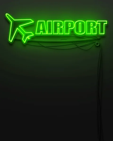 Neon segno luminoso con parola Airportn copyspace — Foto Stock